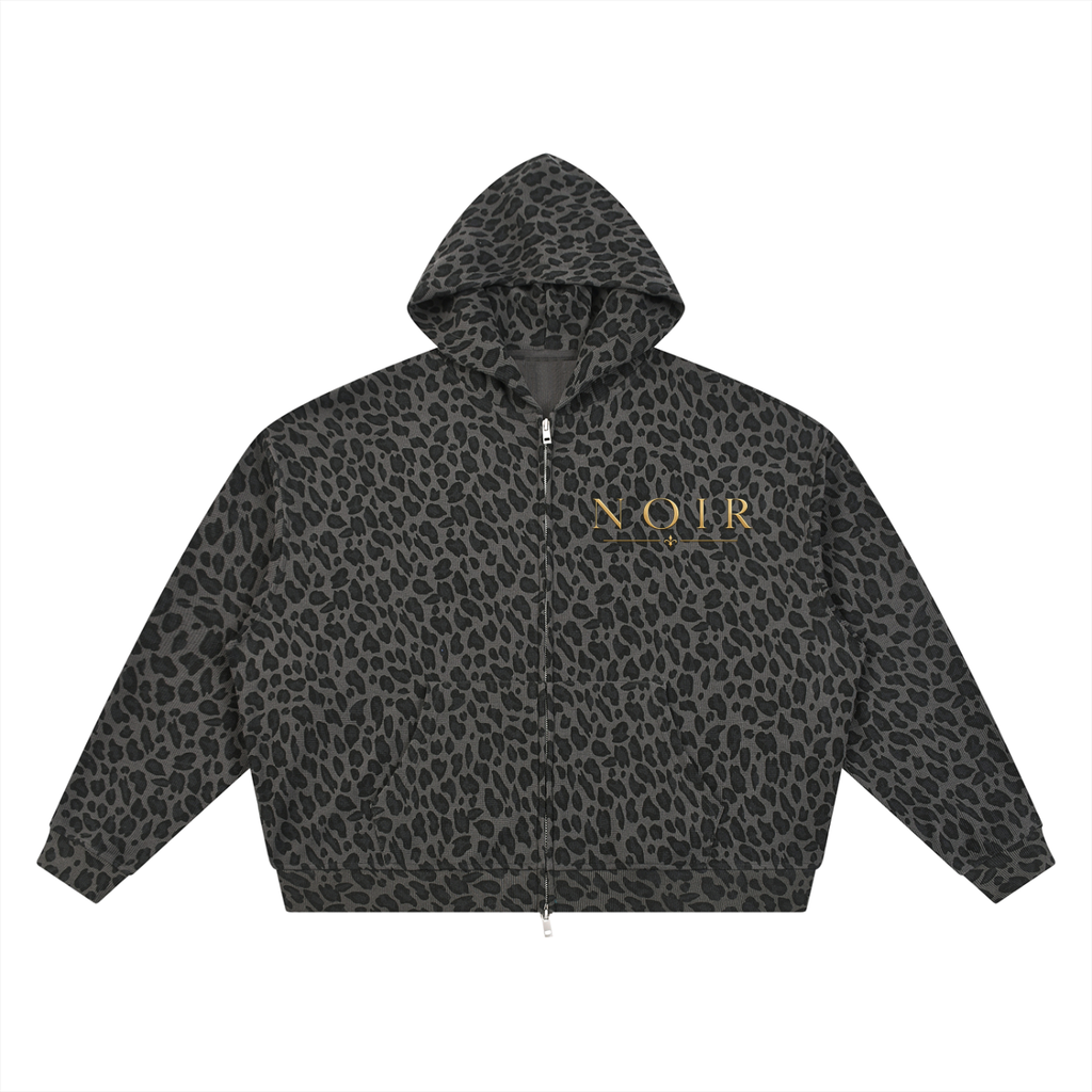 NOIR Signature Leapard Print Full Zip Hoodie