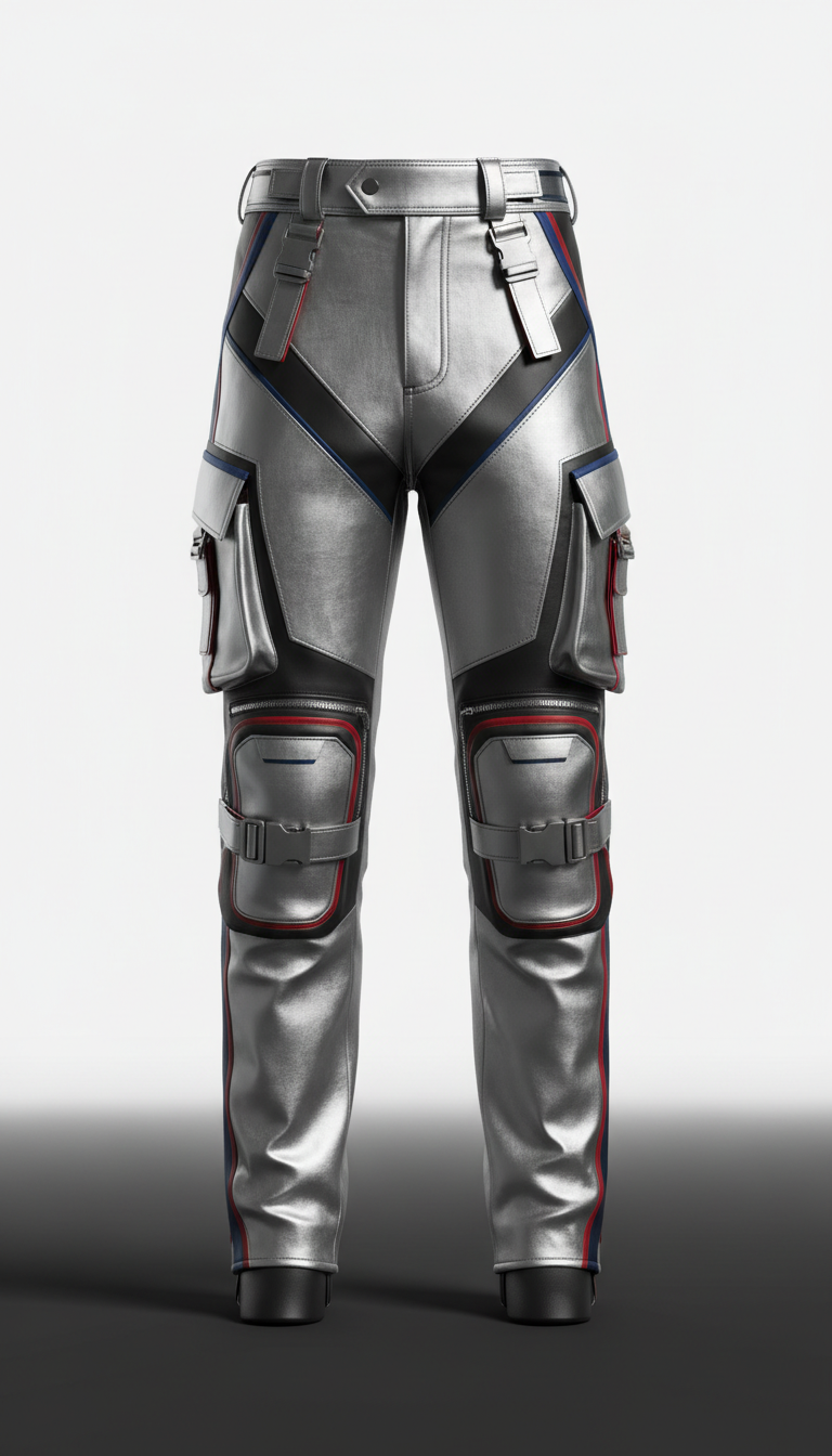 Structured Metallic Cargo Pants